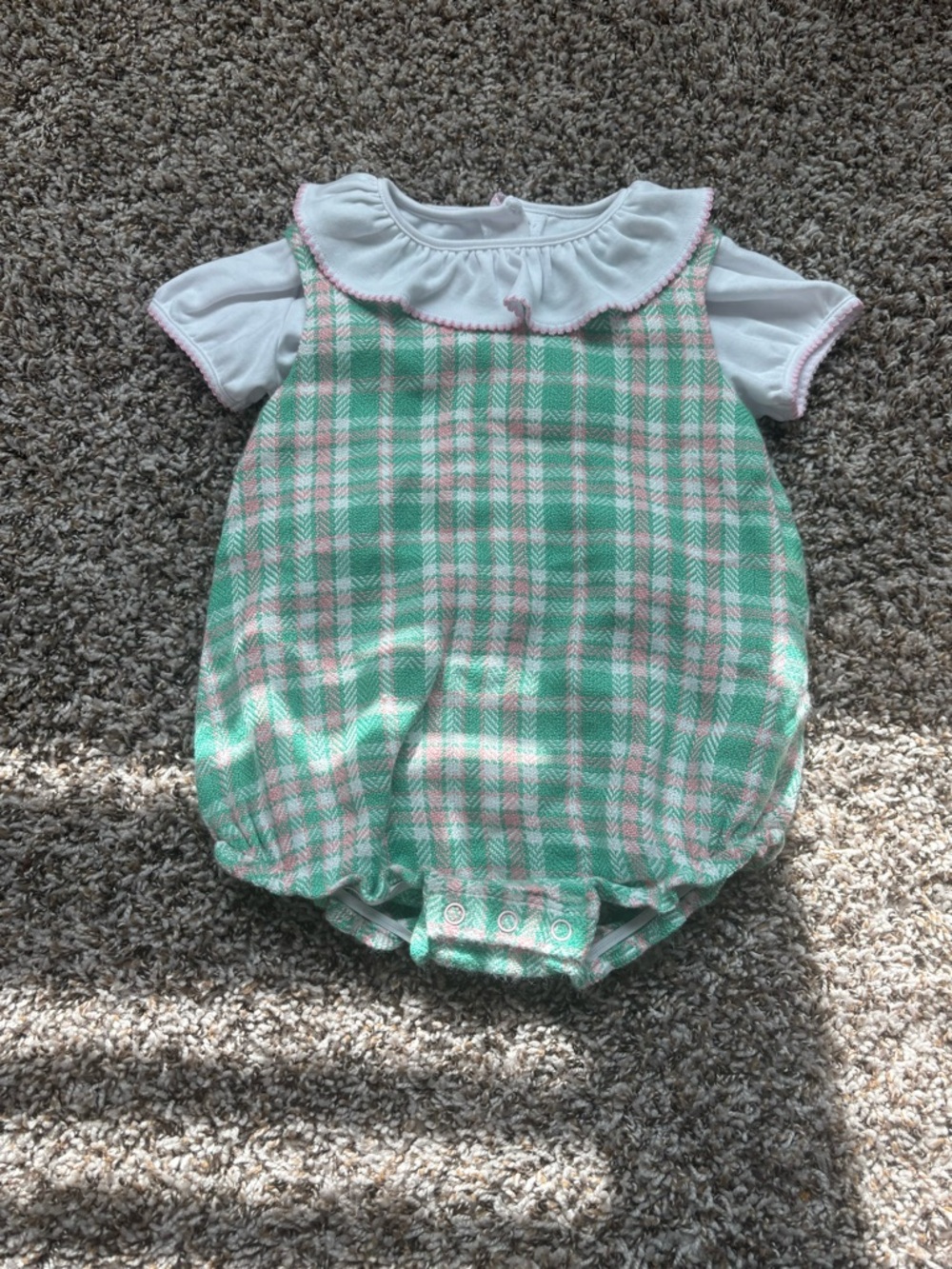 The Beaufort Bonnet Company Green and Pink Plaid Baby One-Piece